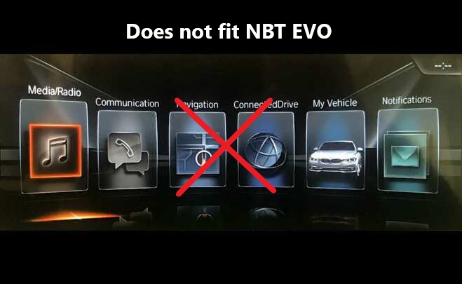 BMW NBT EVO ID5 multimedia system which is not compatible with this screen