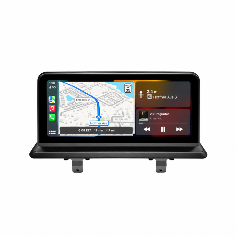 Glossy black CarPlay navigation display