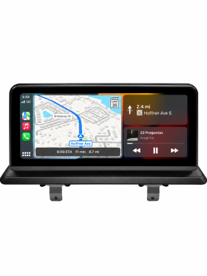 Glossy black CarPlay navigation display
