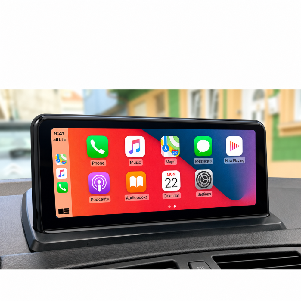Glossy black bezel CarPlay display
