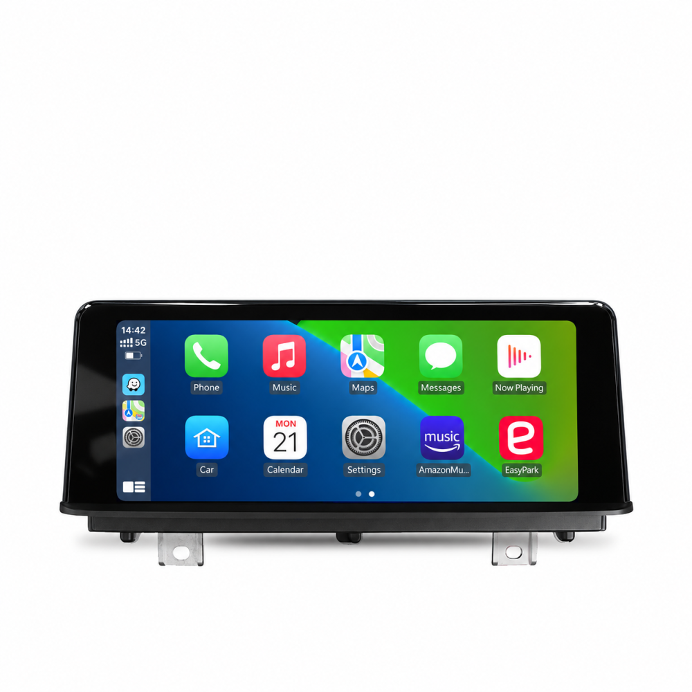 Modern glossy black CarPlay display