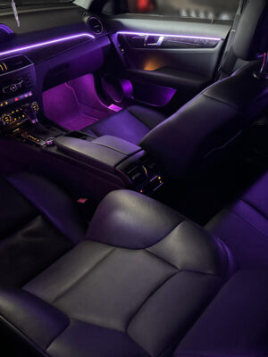 Mercedes universal ambient kit installed purple color