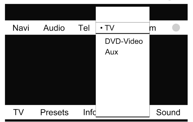 TV pasirinkimas Mercedes NTG 4.5 multimedijos meniu