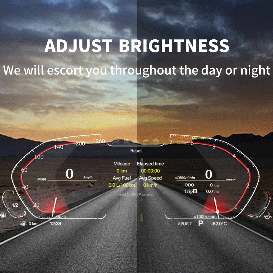 BMW F10 Linux Digital Cluster with adjustable brightness feature for day and night driving, ensuring clear visibility and a seamless driving experience.