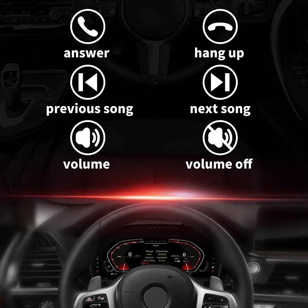 Steering wheel buttons are supported: control calls, change song, control music volume