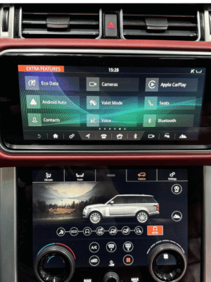 Land Rover Apple CarPlay Android Auto aktyvacija 2015 - 2021 Range Rover Vogue Sport Velar Discovery Evoque L494 L405 L550 L663 Apple CarPlay Android Auto aktyvacija