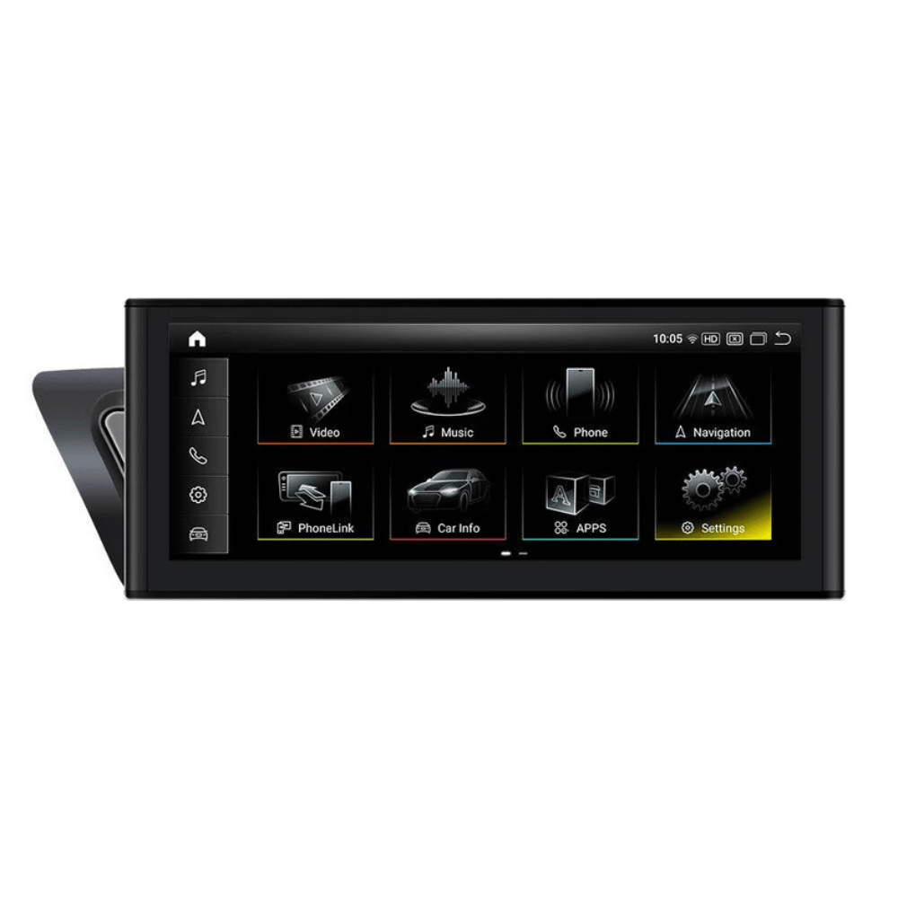 Automobilių multimedija su liečiamo ekrano funkcija skirta specialiai Audi modeliams.