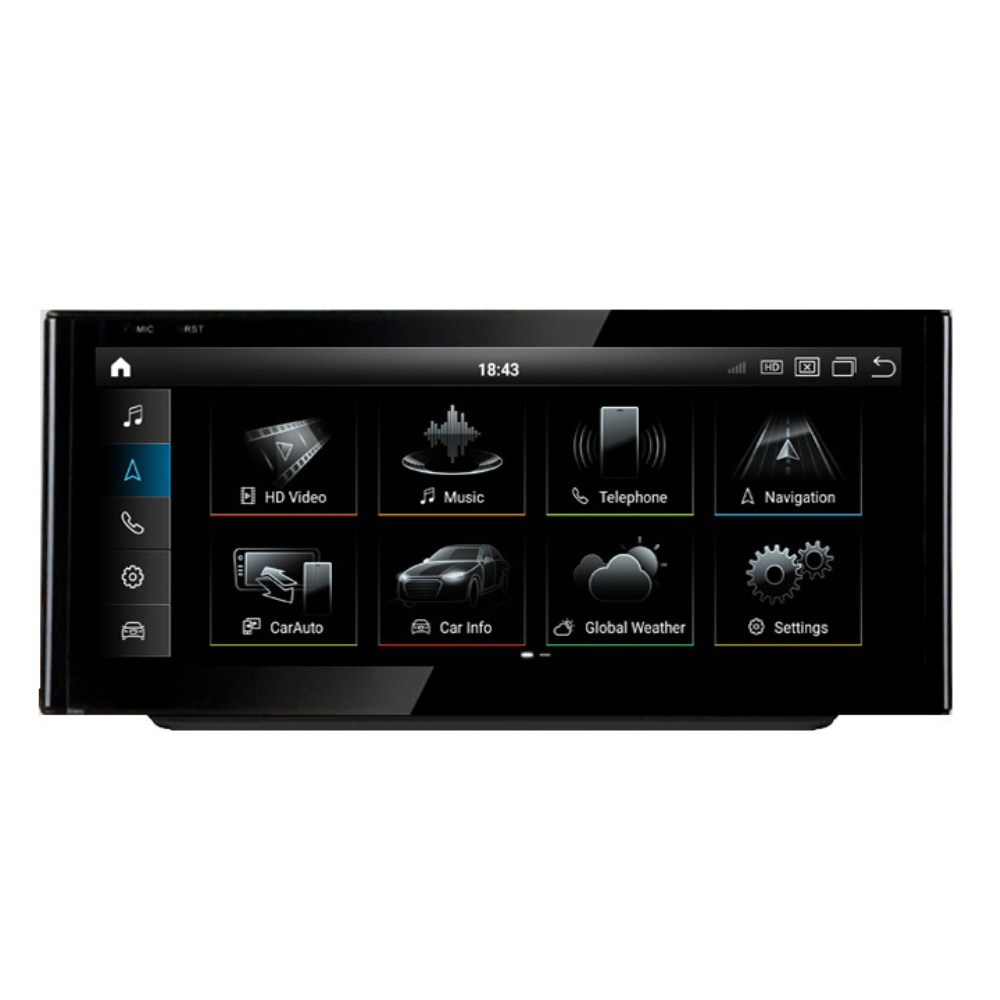 Audi Q2 multimedia car stereo with a modern UI displaying app icons