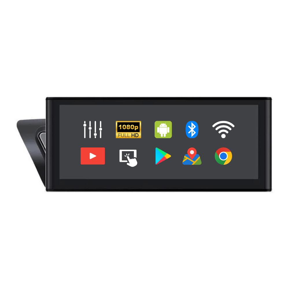 Multimedijos sistema rodanti garso nustatymus, 1080p full HD vaizdo kokybę, liečiamo ekrano funkciją, Google Play, navigacijos sistemą ir naršymo internete funkciją.