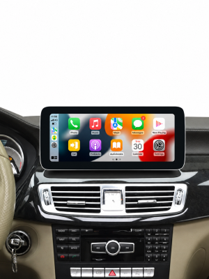 Mercedes interior with CarPlay screen