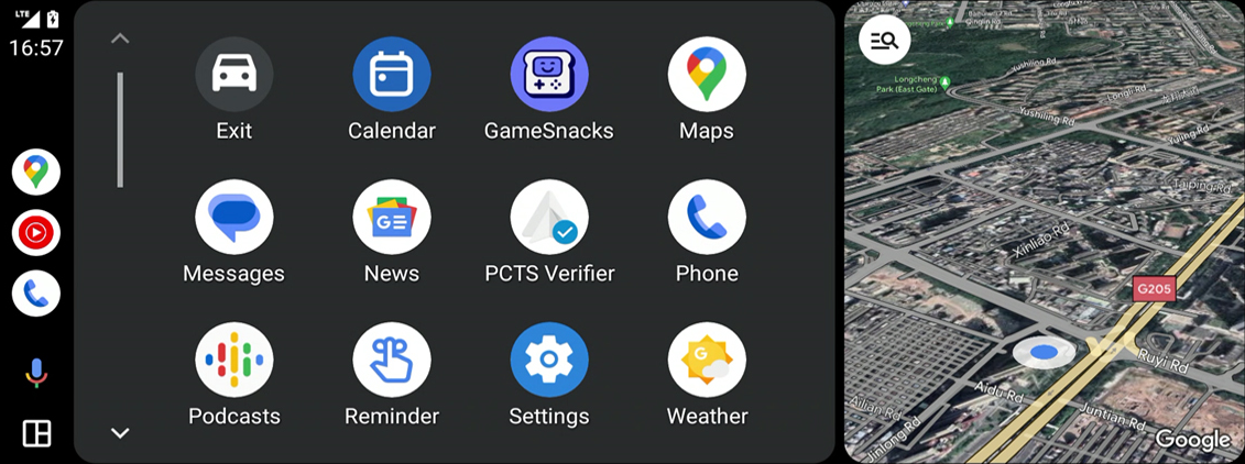Android Auto applications and navigation displayed by the Porsche PCM integration module