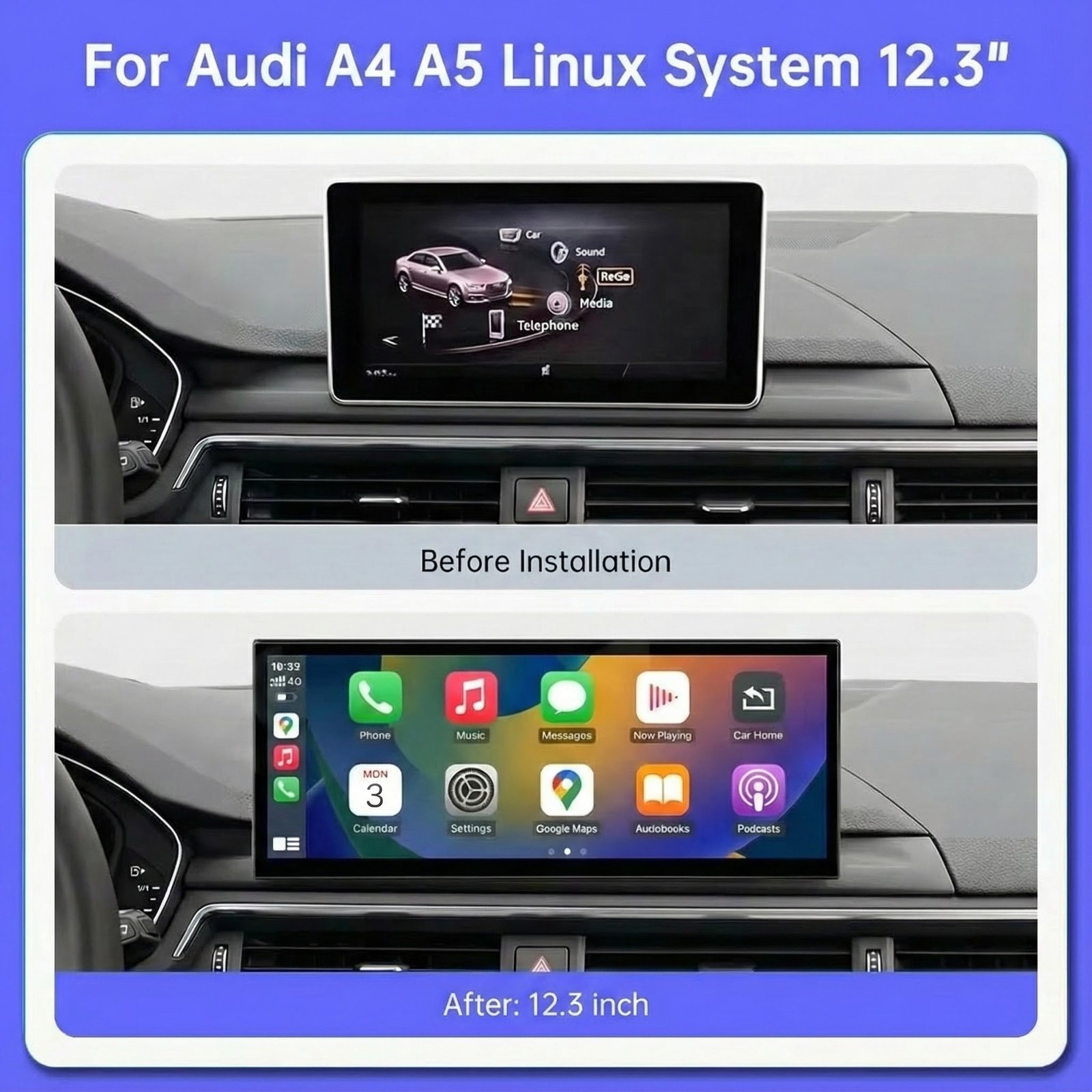 Audi A4 S4 A5 S5 Carplay Android Auto liečiamas ekranas 12,3/10,25″ MIB2 (2016-2019) - Image 7