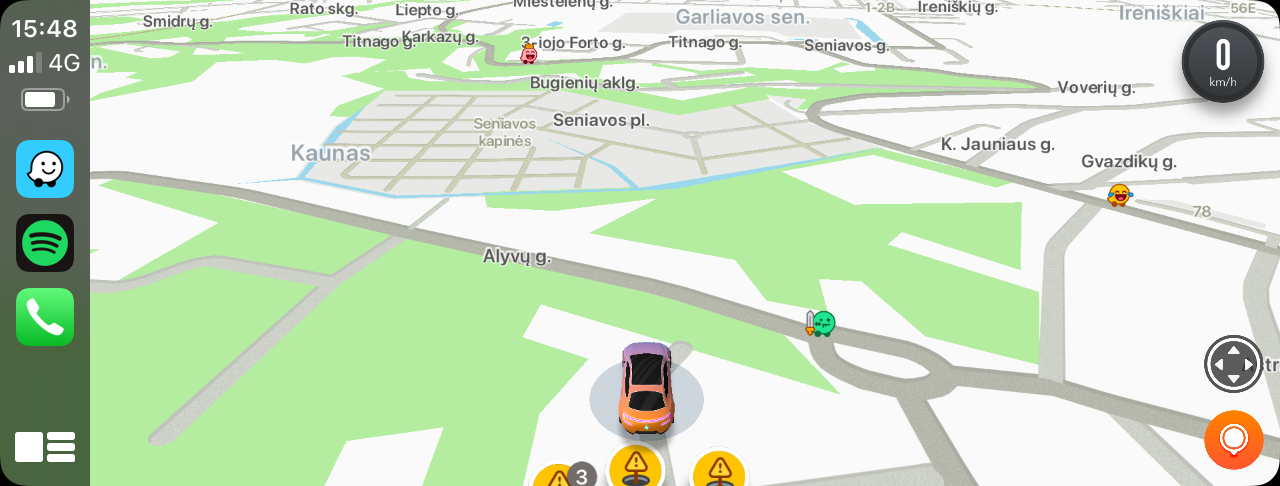 Navigation map displayed through the Porsche PCM CarPlay integration module