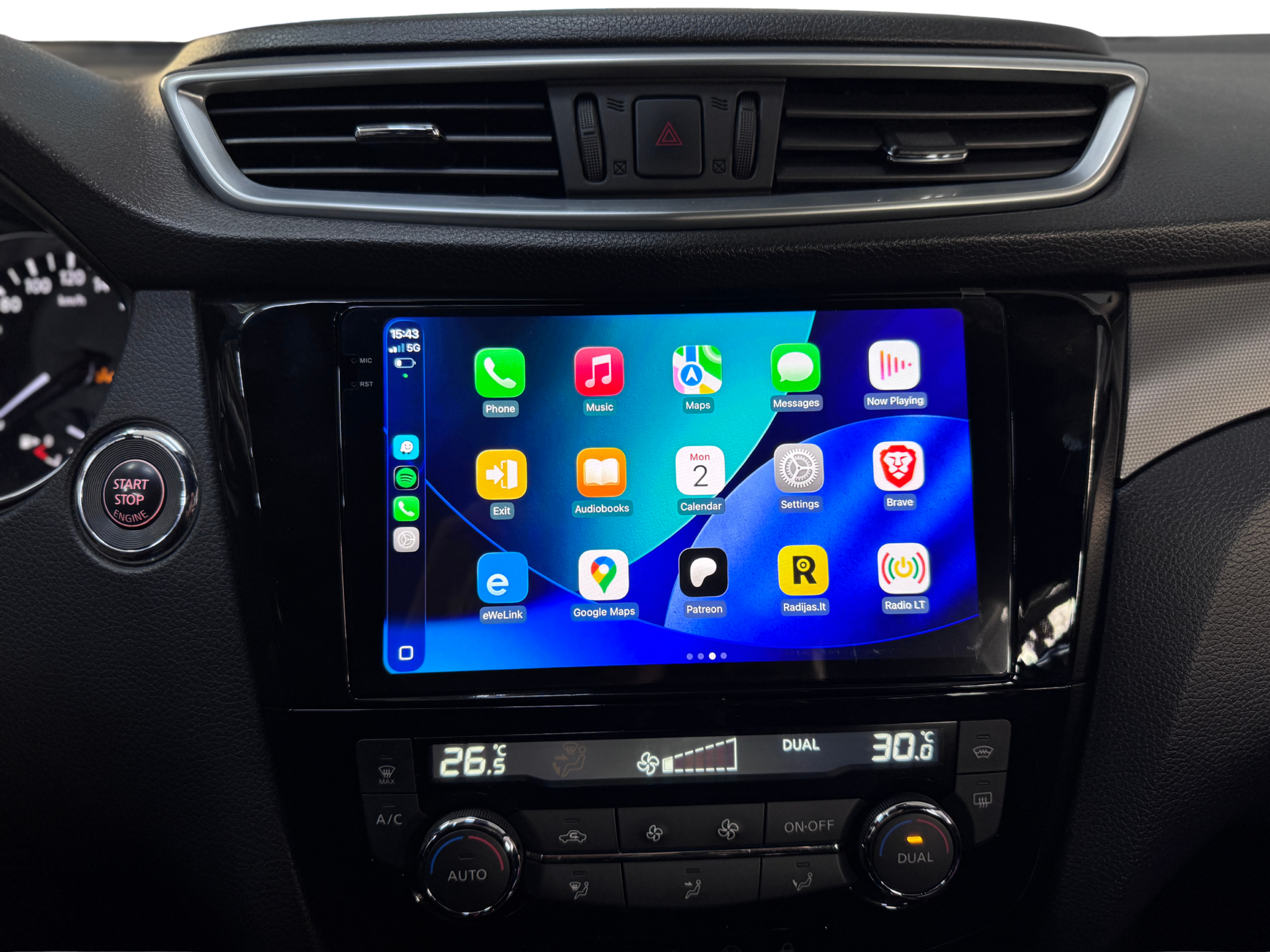 Nissan Qashqai X-Trail Apple Carplay Android Auto liečiamas ekranas 9/10 colių