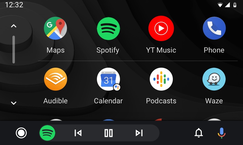 Android Auto interface menu