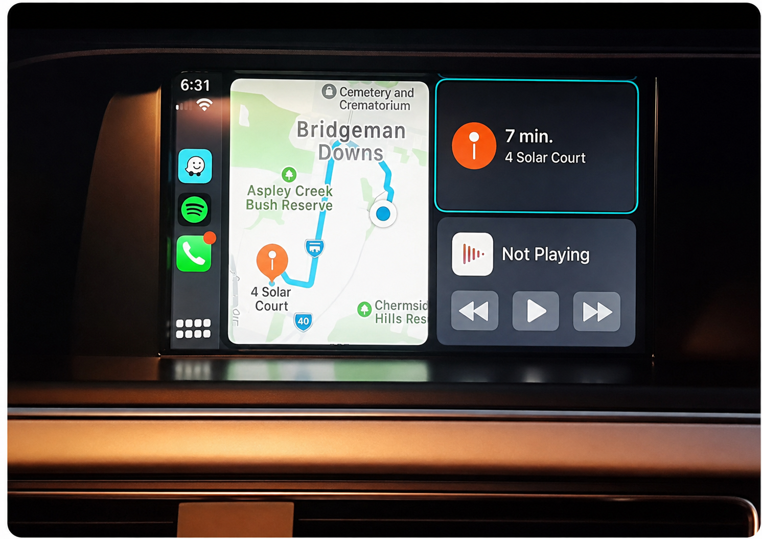 Apple CarPlay programėlių meniu originaliame Audi MMI 3G ekrane