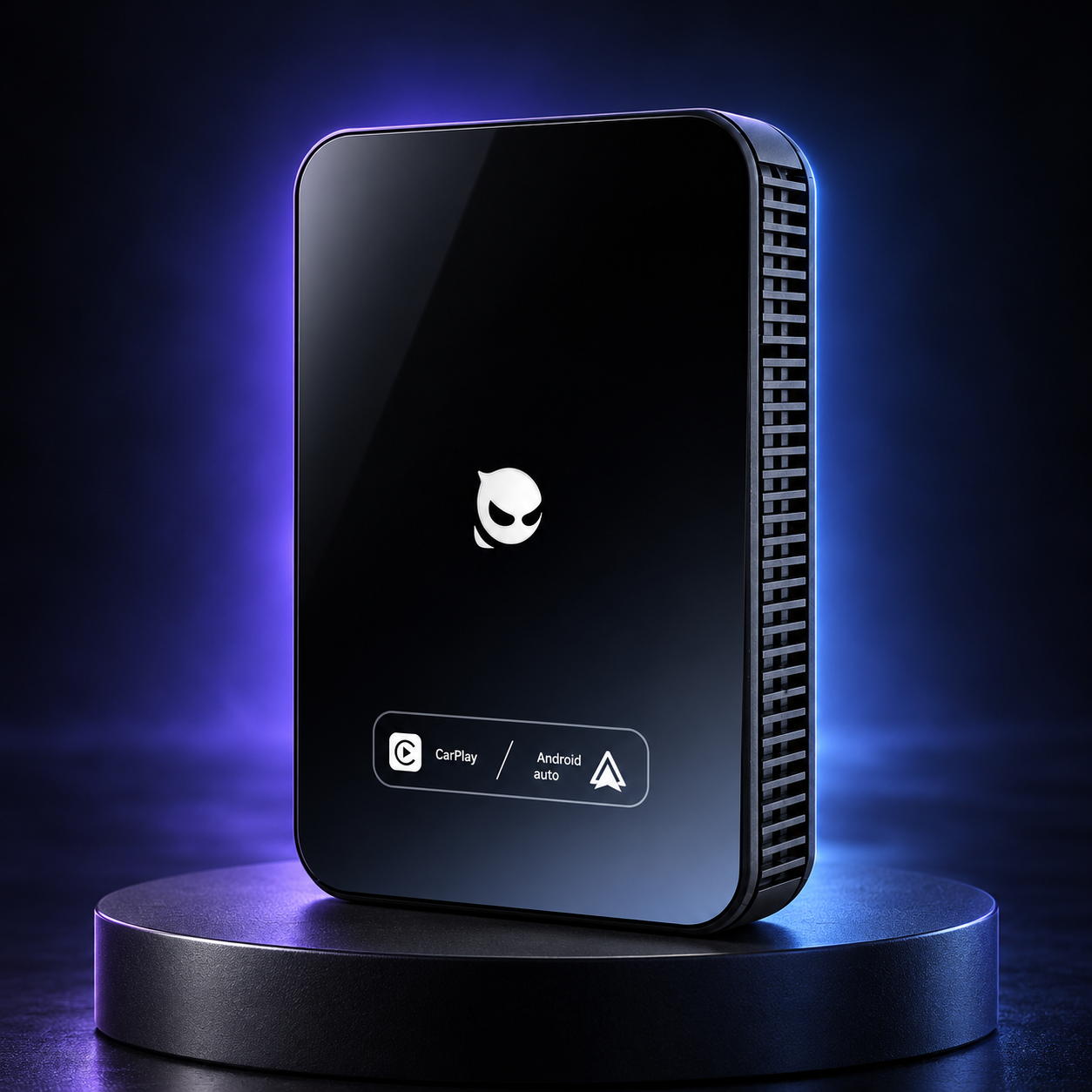 Premium studio photograph of the DUDUAUTO CarPlay AI Box