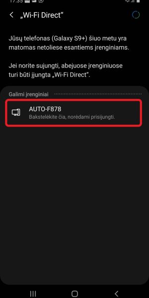 hold 3sec kol adapteris zalias autokit prisijungti